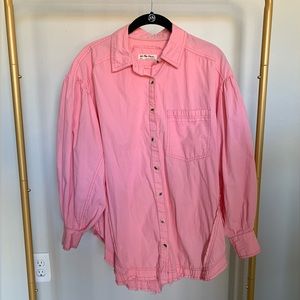 Free People Happy Hour Button Down in Pink